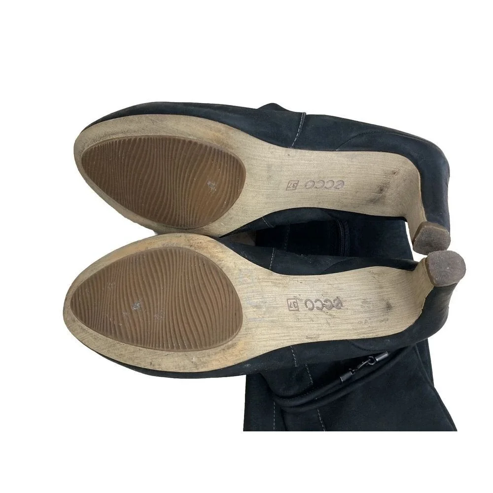 Ecco Tall Boots Nephi Zip‎ Black Suede Leather Womens 37 6/6.5 - Picture 14 of 16